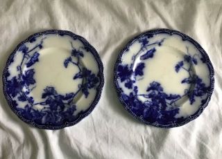 Antique 1910 Flow Blue Lonsdale Royal Semi Porcelain 5 3/4” Plates Ridgways