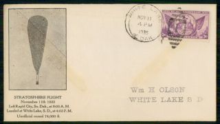 Mayfairstamps Us 1935 Stratosphere Flight Mi Flag Seal Cover Wwi_28763