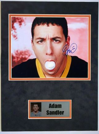 Happy Gilmore Photo Signed By Adam Sandler,  With,  Matted W/name Plate
