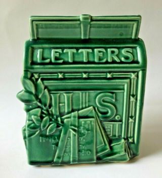 Rare Vintage Mccoy Pottery Us Mail Box Letters Green Wall Pocket