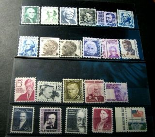 Us Stamp Scott 1278 - 1295,  1338 Prominent Americans Issue 1965 - 78 Mnh W16