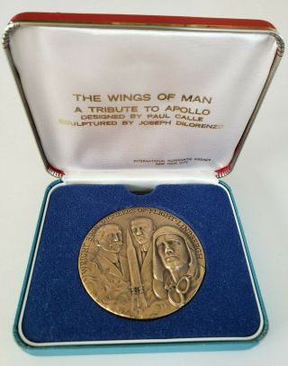 1972 The Wings Of Man Tribute To Apollo Bronze Medal Medallic Art Co
