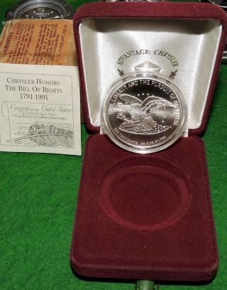 . 999 Silver Chrysler Honors 1791 - 1991 Bill Of Rights