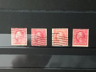 Gandg Us Stamps 487 Washington 2c Coil Lot Selection Of 4 Bv $56