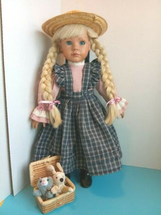 Heidi Ott Faithful Friends 18 " Blonde Doll Beth? W/straw Hat & Basket Shoes