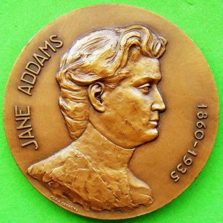 Pioneer American Mother Social Work Nobel Peace Prize Jane Addams Bronze Medal