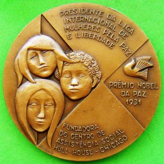 Pioneer American Mother Social Work Nobel Peace Prize Jane Addams Bronze Medal 2