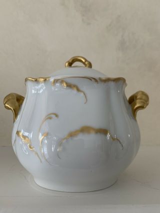 Haviland Limoges France Hand Painted Porcelain Covered Sugar Bowl Marseilles