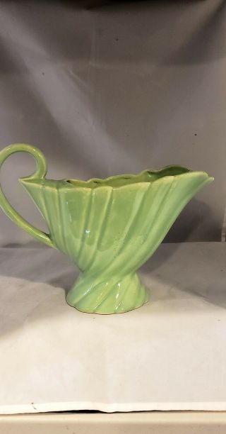 Bauer Swirl Vintage Pottery Pitcher Calart Green Ewer Vase