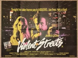 Violent Streets Aka Thief Uk Quad Cinema Poster James Caan Michael Mann