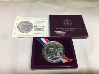 Uncirculated Ben Franklin Firefighters Silver Medal With