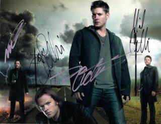 Supernatural Tv Cast - =4= - All Stars Hand Signed Autographed Photo With