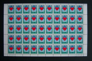 Scott 2618 50 Stamp Us Sheet,  29 Cent,  " Love "