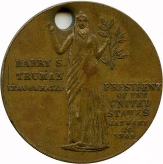 1949 Harry S Truman Inaugural Bronze Medal Inauguration Medallion