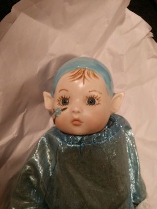 Vintage 1986 Kay Mckee Bell Ceramics Pixie Fairy Elf Doll 14 " 35,  5 Cm