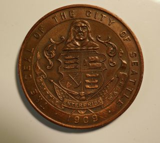 Alaska Yukon Pacific Seattle Exposition 1909 Official Copper Medal: Hk - 355