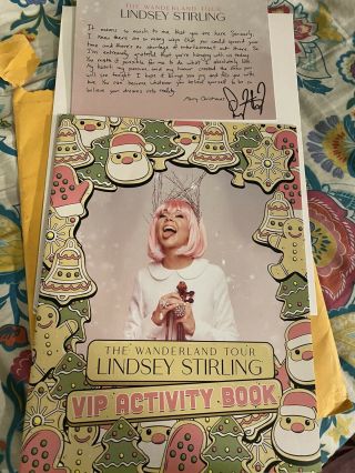 Rare Lindsey Stirling Signed Card And Vintage Christmas Coloring Book