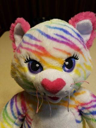 Build A Bear Kitty Cat Rainbow Stripes Tiger Zebra Plush 16 " Stuffed Animal Babw