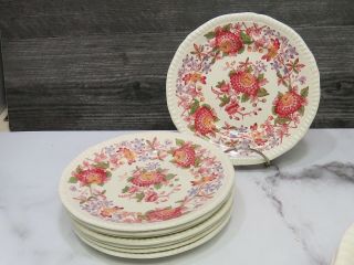 Set of 8 Copeland Spode Aster Red Bread Butter Sided Plates 2