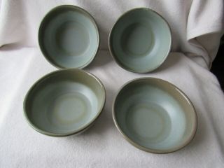 Set 4 Vintage Frankoma Art Pottery Prairie Green - Blue 6xl Large Bowls