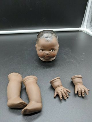 Grace Putnam Bye - Lo Baby African American Dark Skin Doll Head And Hands Germany