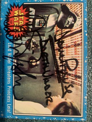 Star Wars Dave Prowse & Carrie Fisher Signed Star Wars Card W/coa