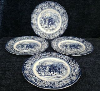 Set Of 4 Staffordshire Liberty Blue 8.  75 " Luncheon Plates - Immaculate