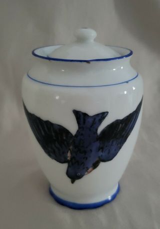 Vintage Victoria Austria Blue Bird Ginger Jar With Lid