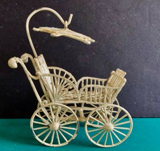 Vintage Dollhouse Miniature Metal Victorian Carriage Pram