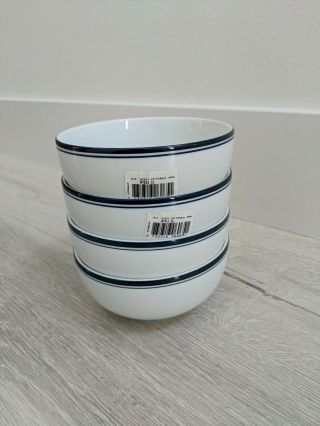 Set Of 4 Dansk Bistro Christianshavn Blue White Dinnerware Cereal Bowls 5”