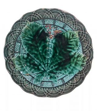 Majolica Floral Plate - Chestnut Leaf Pattern - U&cs Pre - Villeroy & Boch C.  1890