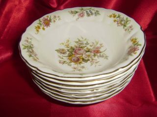 7 Rare Vintage Marlborough W.  H.  Grindley Royal Petal Kashmir Soup/cereal Bowls