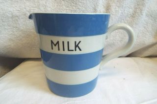 Vintage Blue/white Cornishware T.  G.  Green England Green Milk Pitcher Measuring