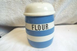 Vintage Blue/white Cornishware T.  G.  Green England Green Mark Flour Shaker & Lid