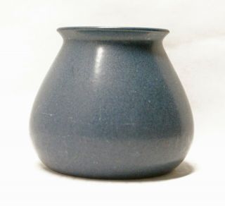 Marblehead Pottery - 4 - 3/4 " Squat Vase - Matte Blue Glaze - Ca.  1904 - 36 - Good