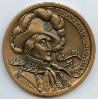 France French Marshal Moncey Bronze Art Medal By Vergnault 64mm 135gr