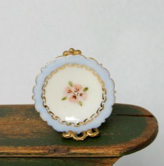 Vintage Jo Parker Blue Floral Porcelain Plate Artisan Dollhouse Miniature 1:12