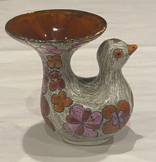 Eduardo Vega Cuenca Ecuador Vintage Porce Bird Candle Holder/bud Vase Signed