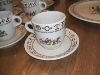 Vtg Wallace Westward Ho Large Cup & Saucer Set,  Rodeo Pattern,  U.  S.  A.  Made