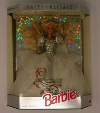 Barbie Doll Mattel 1992 Happy Holiday Christmas White Blonde