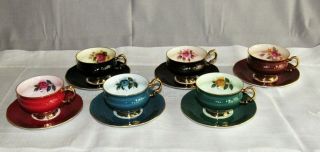 Vintage Bone China Set Of 6 Cups/saucer Multicolored Elizabethan Staffordshire