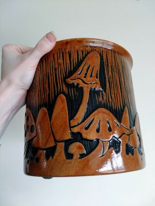 Rare Vintage Haeger Usa 5064 Mushroom Planter Jar Brown 60s 70s Pottery Ceramics