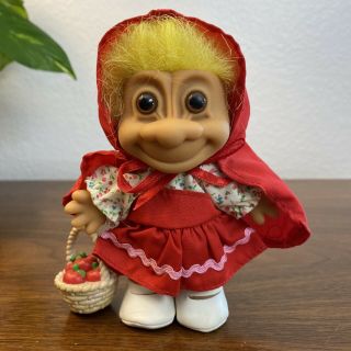 Vintage Russ Troll Doll Storybook Little Red Riding Hood W/ Basket