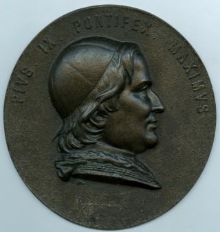 Large Iron Papal Medal Pope Pius Ix 112mm 315g