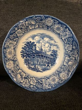 Liberty Blue Historic Scene Set Of 8 Salad/cereal Bowls Mount Vernon 6 1/2 "