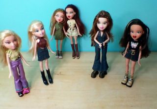 6 " Bratz " Dolls,  All Dressed With Shoes.