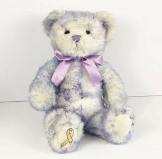 Build A Bear 14 " Purple White Teddy Childhood Cancer Ribbon Plush
