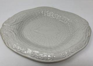Antique White Ironstone Stone China Give Usdaily Bread Platter Wheat Basketweave