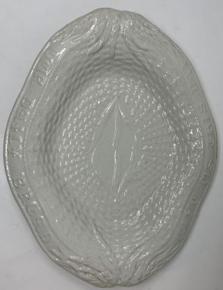 Antique White Ironstone Stone China Give UsDaily Bread Platter Wheat Basketweave 2