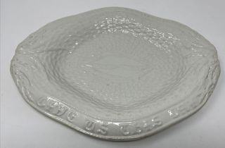 Antique White Ironstone Stone China Give UsDaily Bread Platter Wheat Basketweave 3